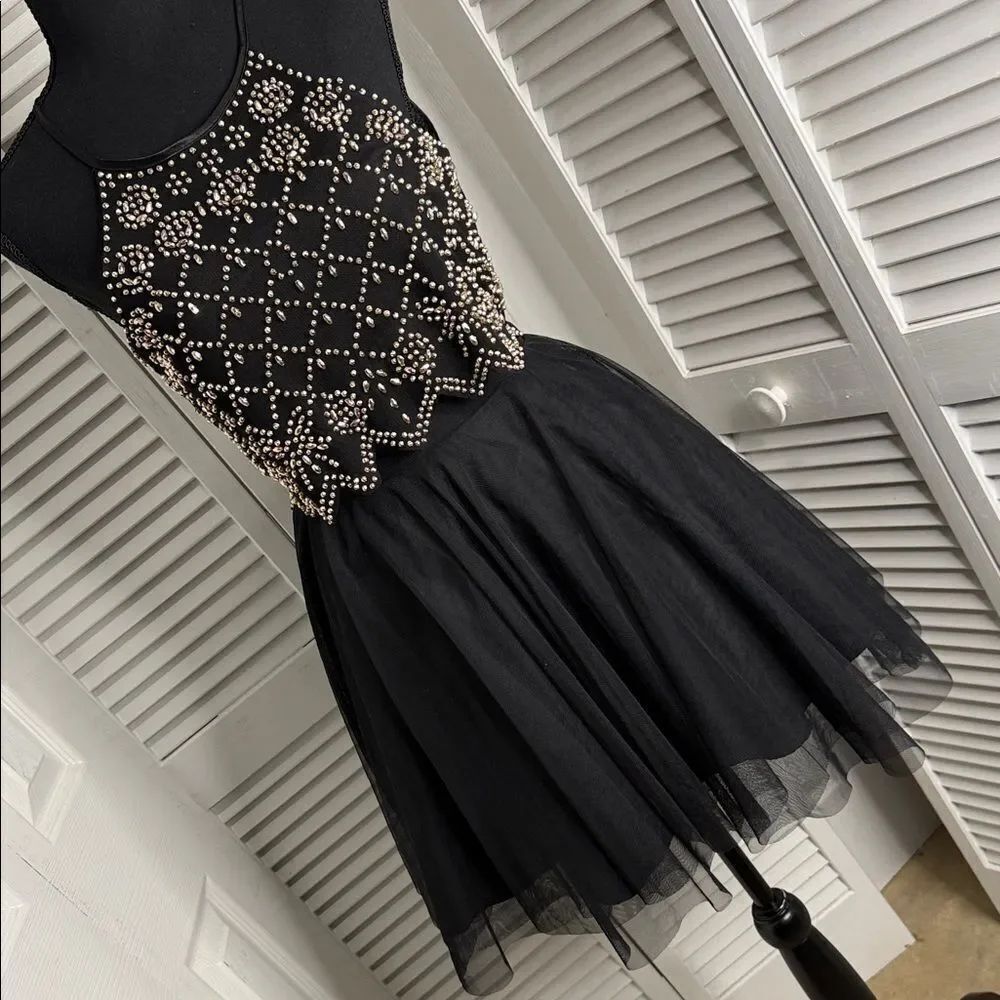 Teeze Me Black Mini Dressโwith Silver Beading